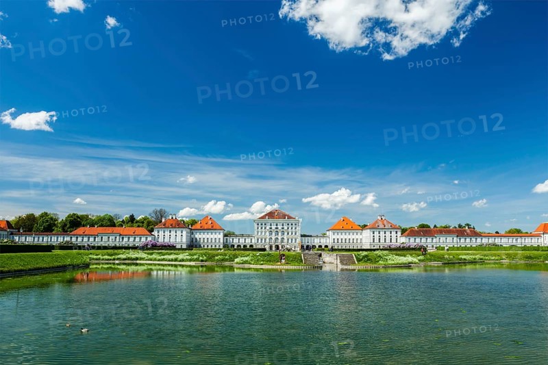 Artificial pool in front of the Nymphenburg Palace. Munich