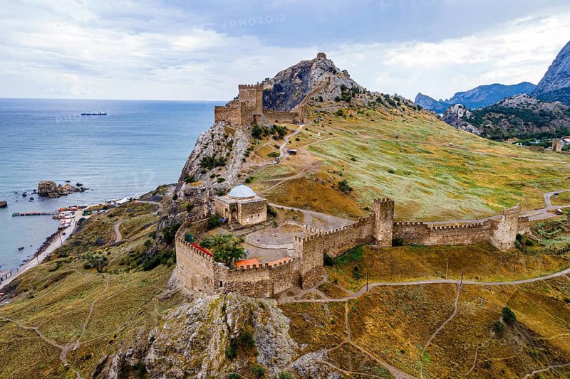 Aerial of the Genoese fortress of Sudak