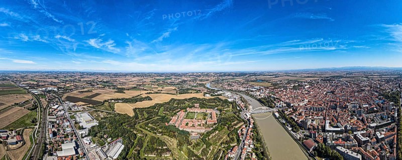 Aerial of the star shaped Citadel of Alessandria