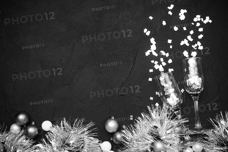 Top view champagne glasses filled with confetti. Resolution and high quality beautiful photo