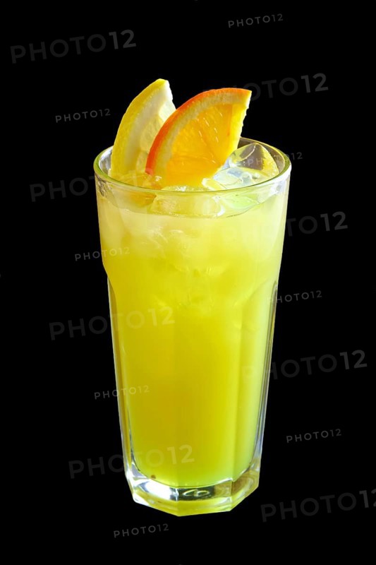Glass of kiwi and lemon lemonade isolated on black