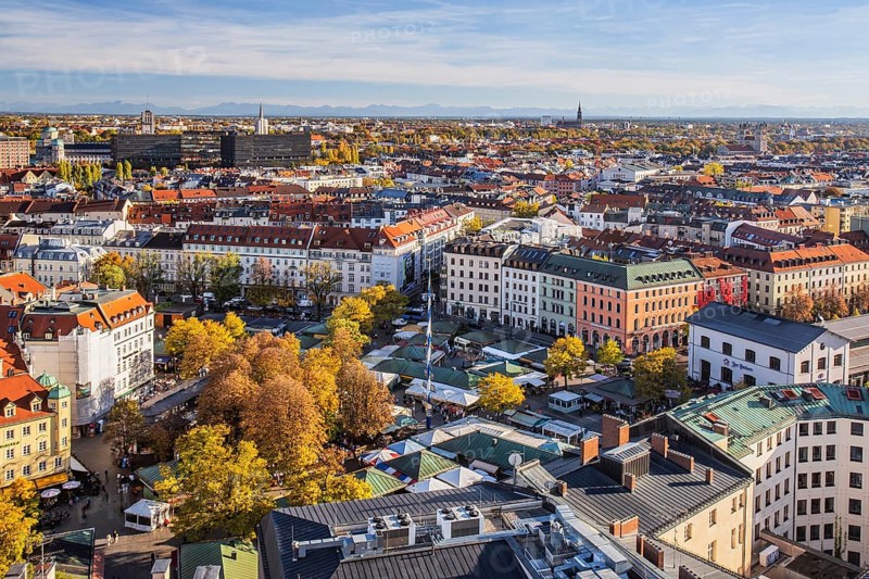 Viktualienmarkt from above in autumn