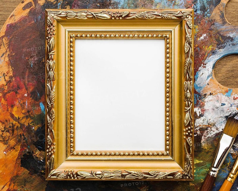 Copy space canvas golden frame paint