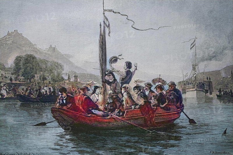 FeineGute Leute auf einem sunday outing mit dem Schiff auf dem Rhein