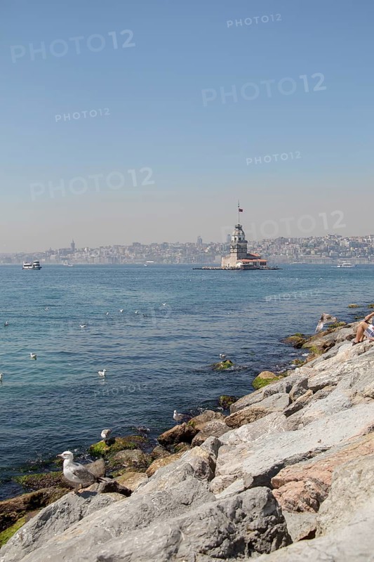 Maidens Tower located in the middle of Bosporus