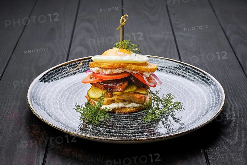 Potato fritter burger with chicken breast