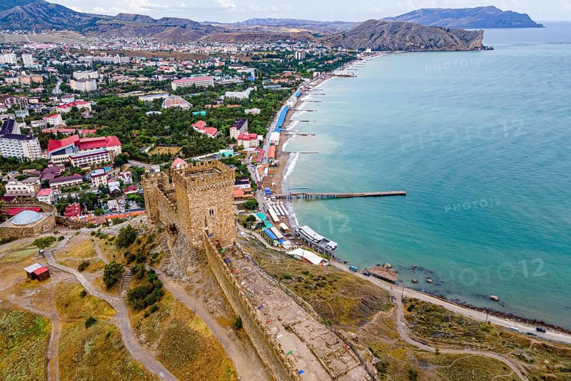 Aerial of the Genoese fortress of Sudak