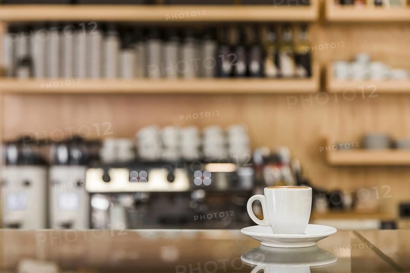 Cup fresh espresso glass counter