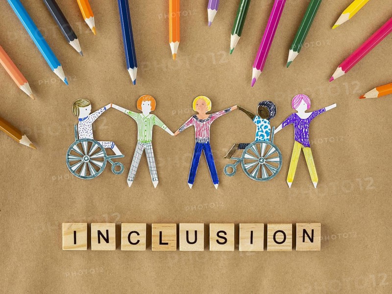 Multi ethnic disabled people community inclusion concept. Resolution and high quality beautiful photo
