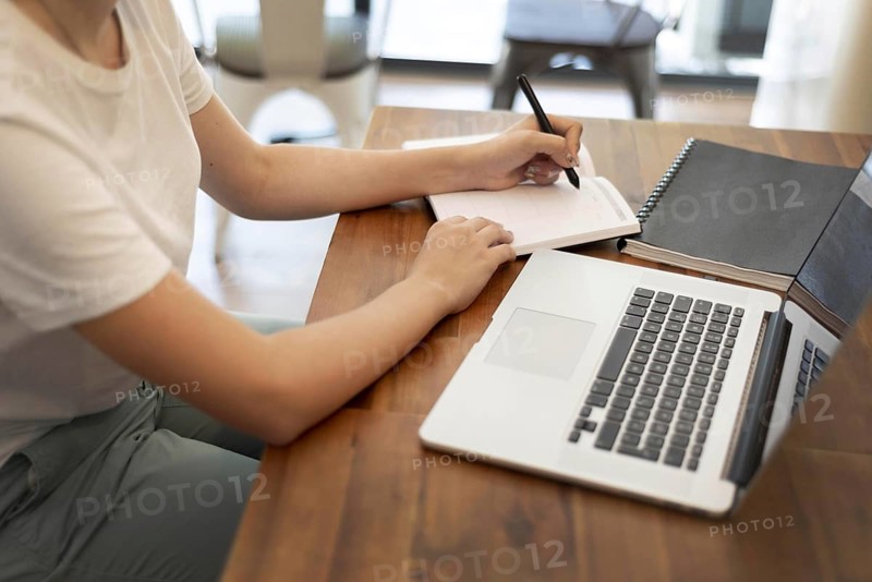 Woman working from home during pandemic. Resolution and high quality beautiful photo