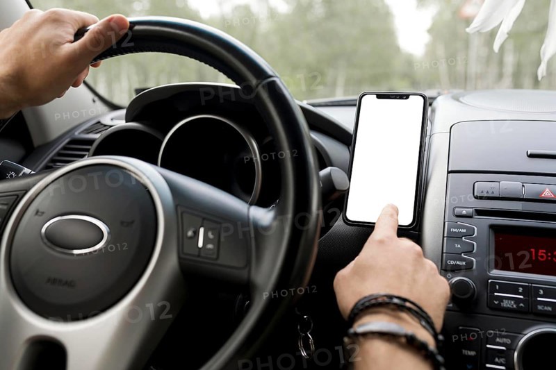 Man standing driver s seat using phone. Resolution and high quality beautiful photo