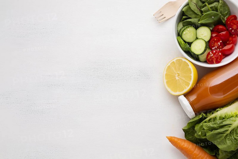 Salad juice with copy space
