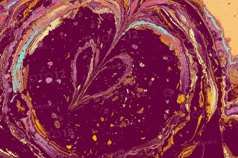 Abstract hert marbling pattern template for fabric