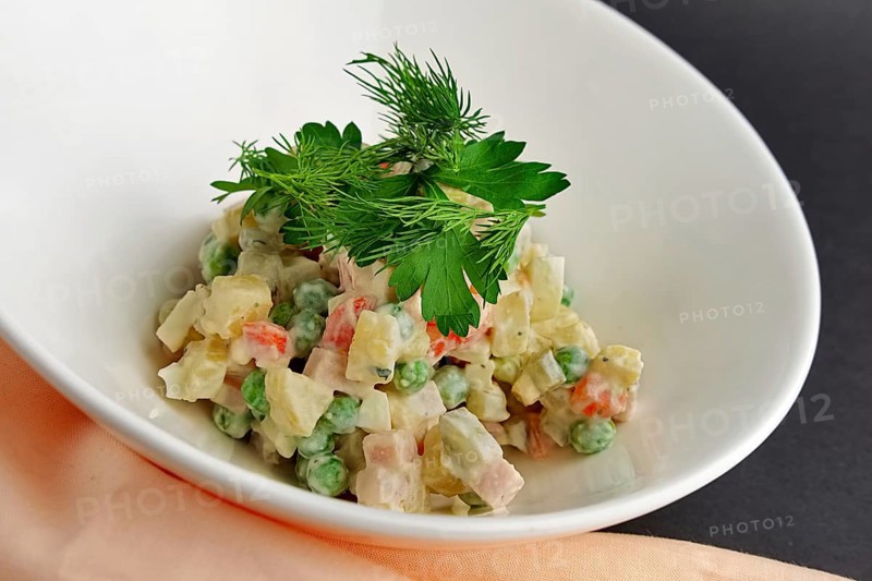 Traditional russian salad olivier