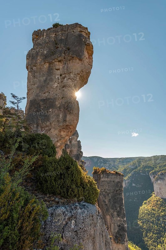 Spectacular rock in the Gorges de la Jonte in the Cevennes National Park. Aveyron