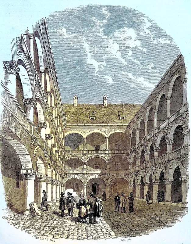 Inner courtyard of the Bavarian Main Mint in Munich around 1880