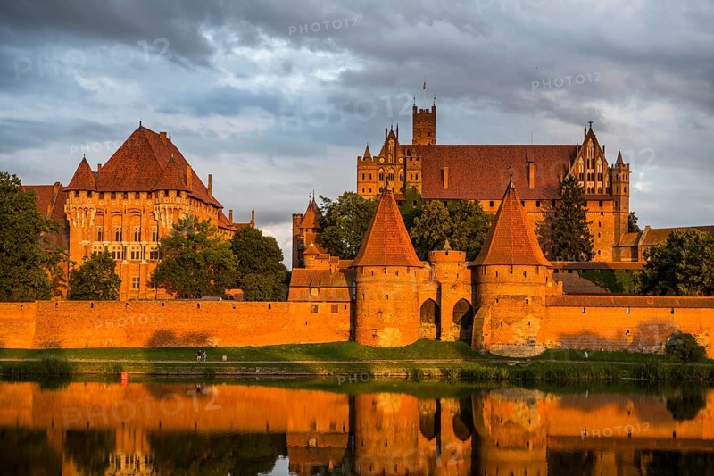 Unesco world heritage sight Malbork castle at sunset