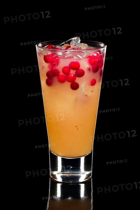 Cranberry cocktail with ice cubes