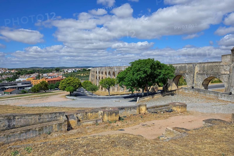 16th century Amoreira aqueduct viewed from the ramparts