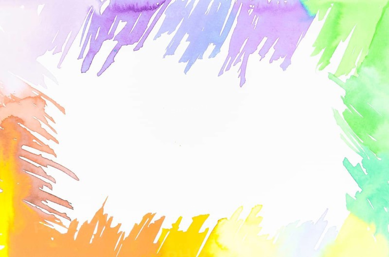 Frame made with colorful brush strokes design with space writing text white backdrop