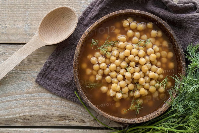 Flat lay chickpeas soup concept