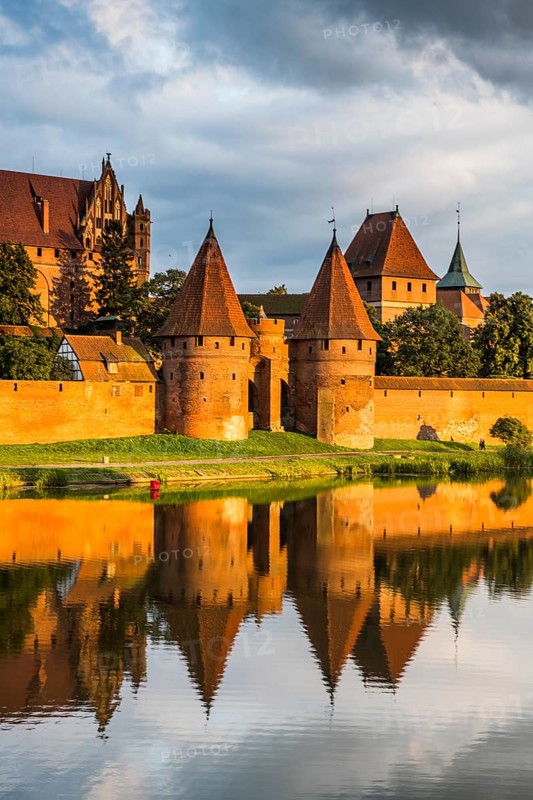 Unesco world heritage sight Malbork castle at sunset
