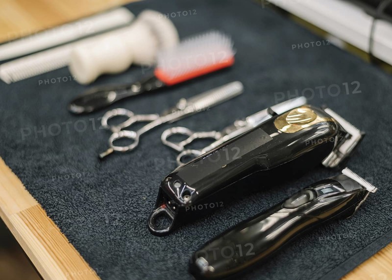 Close up view barbershop accessories