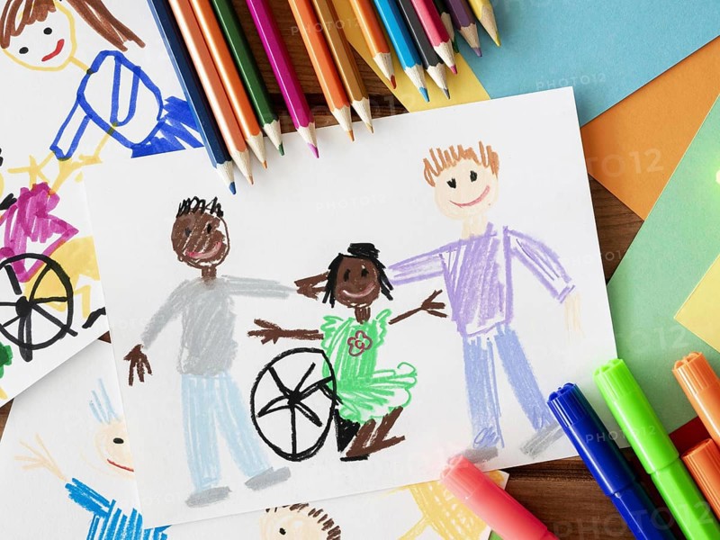 Drawing disabled child friends