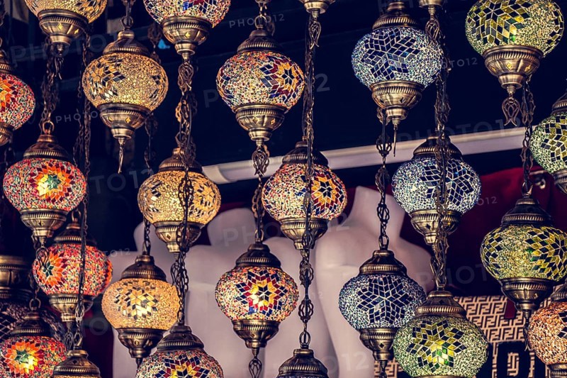 Mosaic Ottoman lamps from Grand Bazaar in Istanbul