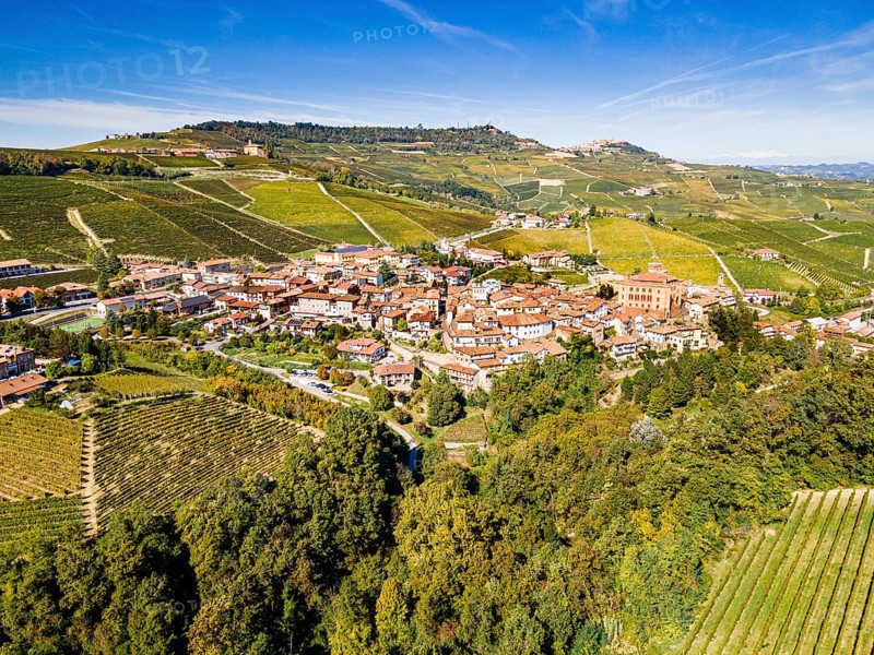 Aerials of the wineyards around Barolo