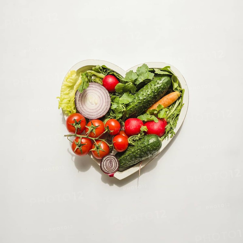 Heart made different kind vegetables