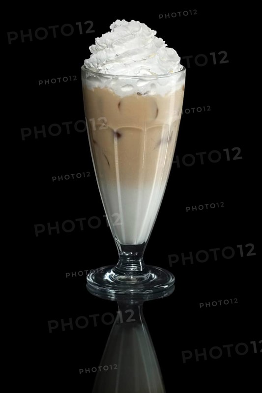 Milkshake cappuccino summer cocktail isolated on black