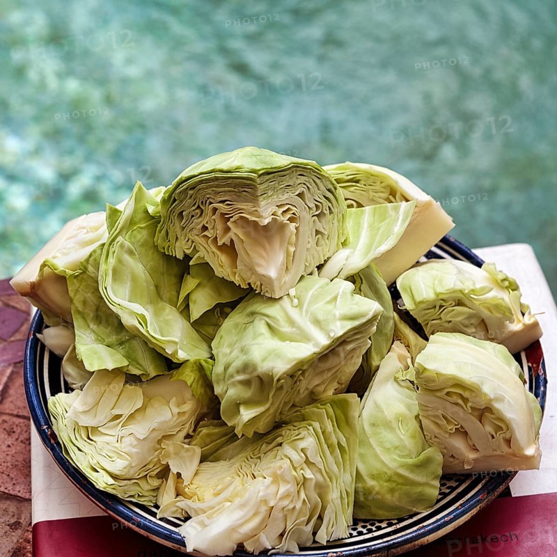 White cabbage in pieces on a plate