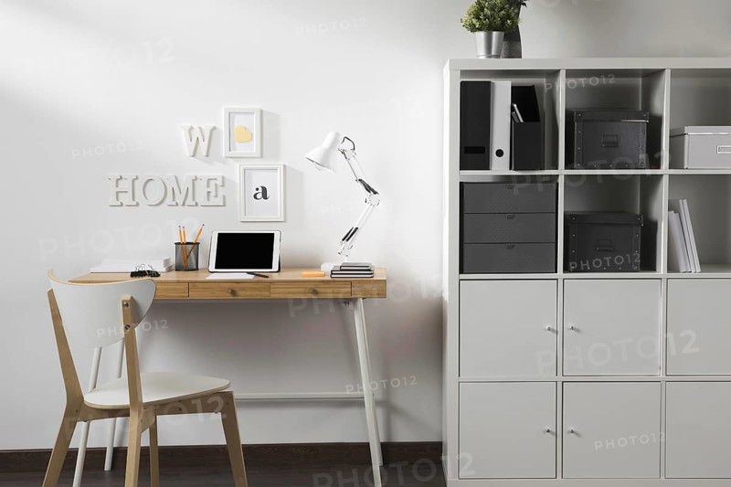 Neat tidy workspace with tablet desk