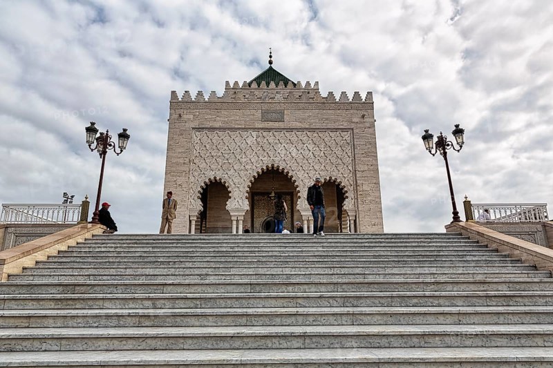 Exterior staircase with visitors at the mausoleum