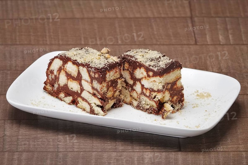 Pieces of cake with cocoa butter and nuts