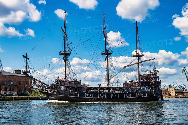 Tourist pirate ship in the harbour of Gdansk. Poland