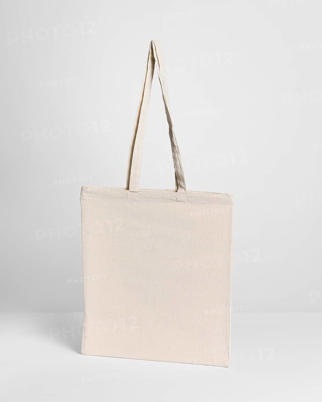 Front view fabric tote bag copy space