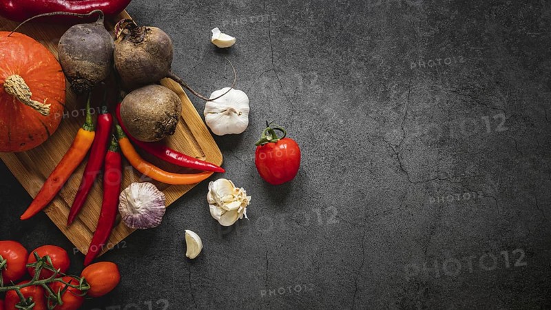 Top view assortment veggies dark copy space background. Resolution and high quality beautiful photo