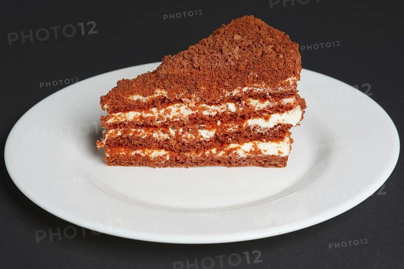 Piece of chocolate biscuit cake