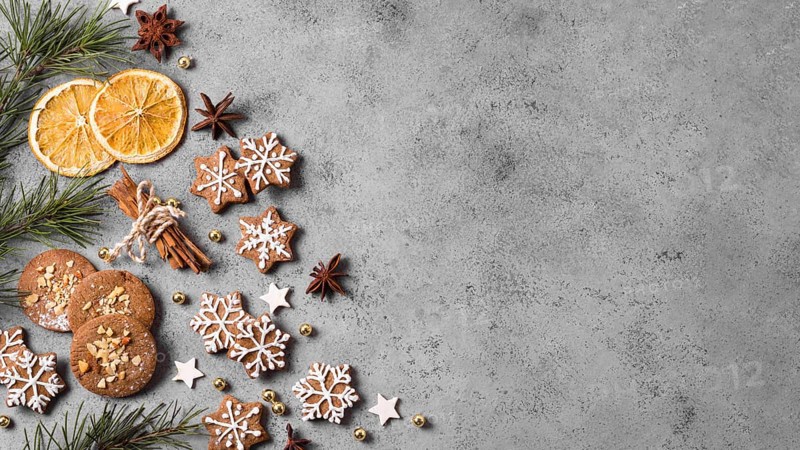 Top view gingerbread cookies with citrus copy space. Resolution and high quality beautiful photo