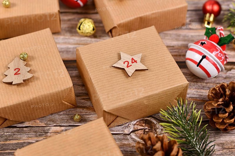 Homemade Advent calendar made from craft paper boxes