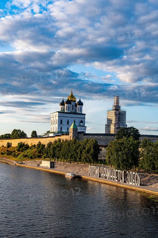 The kremlin and the Trinity Cathedral in Pskov