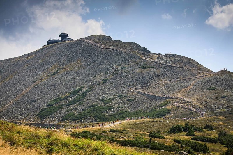 View of the famous mountain besieged by tourists