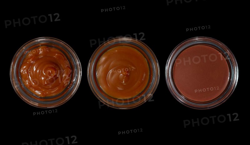 Top view of pots with caramel