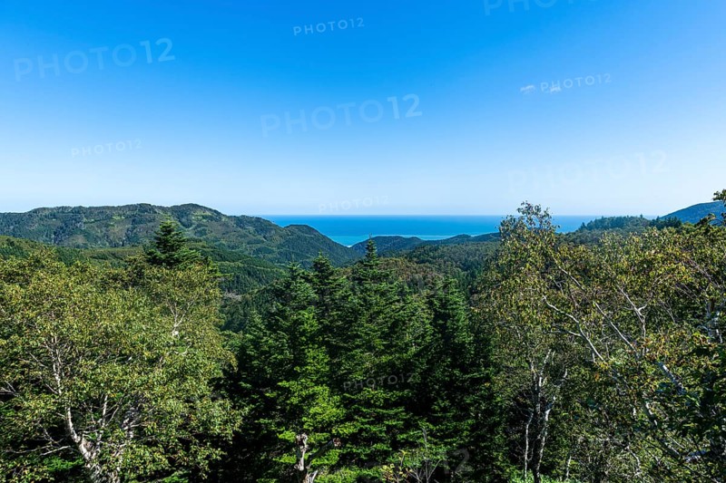 Overlook over the forested south coast of Sakhalin