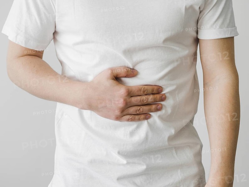 Close up patient with stomachache