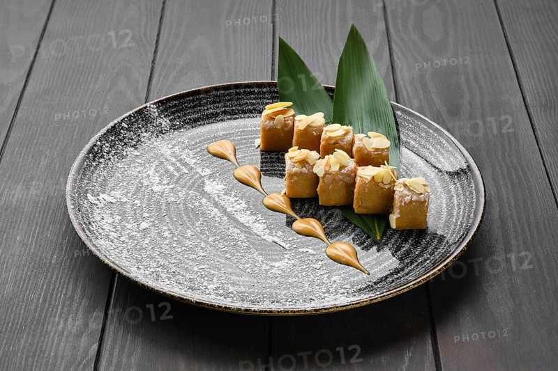Portion of sherbet with nuts