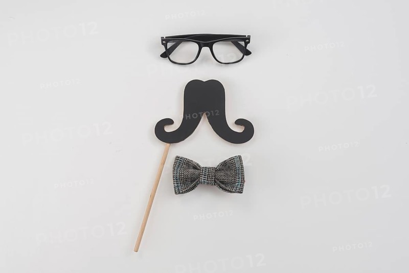 Glasses with paper mustache bow tie