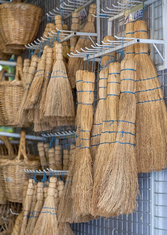 Rice straw broom